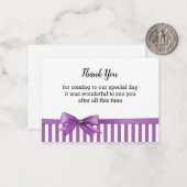 紫と白のストライプサンキューカード ノートカード (正面/裏面インサイチュ)