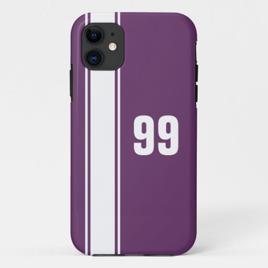 紫と白のストライプジャージ番号iPhoneケース Case-Mate iPhoneケース (裏面)