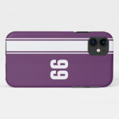 紫と白のストライプジャージ番号iPhoneケース Case-Mate iPhoneケース (裏面(横))
