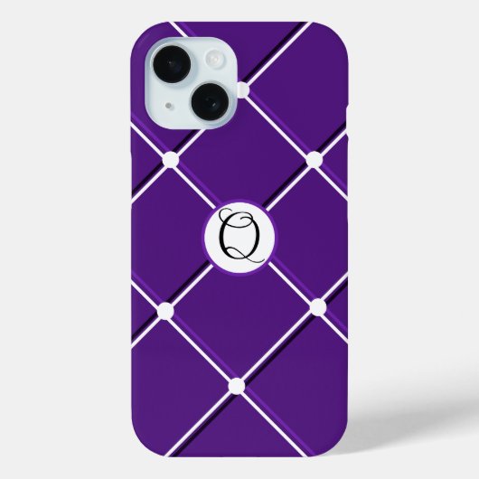 紫と白のストライプデザイン ファンシーQイニシャル Case-Mate iPhoneケース (裏面)