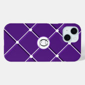 紫と白のストライプデザイン ファンシーQイニシャル Case-Mate iPhoneケース (裏面 (横))