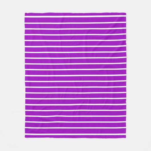 紫と白のストライプ柄 フリースブランケット (正面)