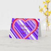 紫と白のストライプ+「私と結婚してくれる?」 カード (黄色い花)