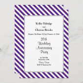紫と白のストライプ 結婚記念日パーティー 招待状 (正面/裏面)