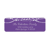 紫と白のストリングライト差出人住所 ラベル (正面)