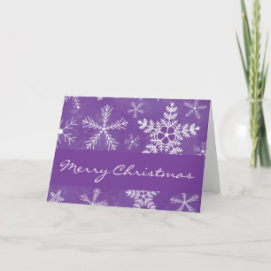 紫と白のスノーフレークのパターンのクリスマスクリスマス シーズンカード