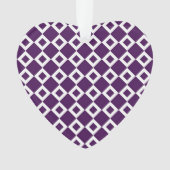 紫と白のダイヤモンドパターン オーナメント (正面)