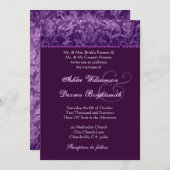 紫と白のダマグランジスクの結婚式Ver 001 招待状 (正面/裏面)