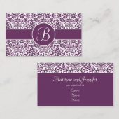紫と白のダマスクの結婚式のギフトレジストリカード エンクロージャーカード (正面/裏面)