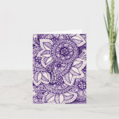 紫と白のダマスクインドマンダラ感謝カード サンキューカード (正面)
