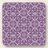 紫と白のダマスクコルクコースター コースター (正面)