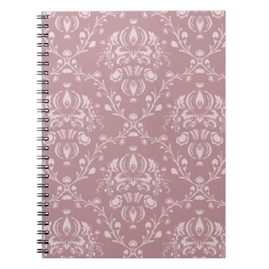 紫と白のダマスク ノートブック (正面)