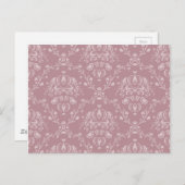 紫と白のダマスク ポストカード (正面/裏面)