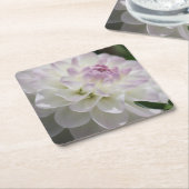 紫と白のダリアコースター スクエアペーパーコースター (アングル)