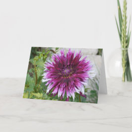 紫と白のダリア付きノートカード カード
