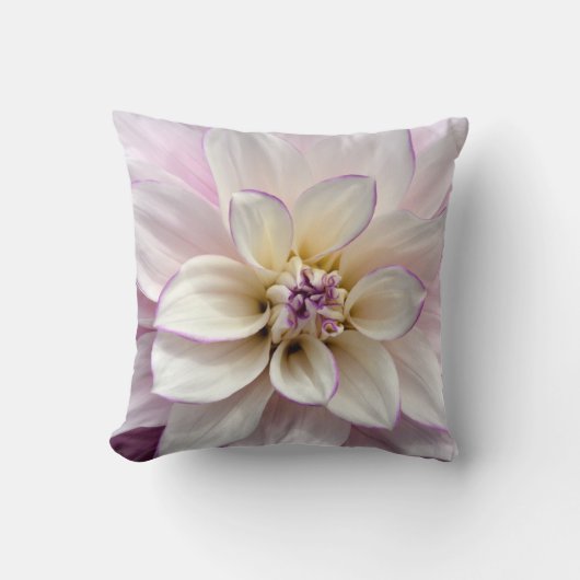紫と白のダリア装飾用クッション クッション (正面)