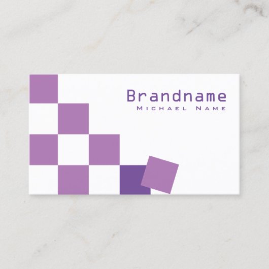 紫と白のチェスモダン盤とフォトシック 名刺 (正面)