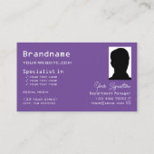 紫と白のチェス盤とモノグラム&写真 名刺 (裏面)