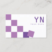 紫と白のチェス盤とモノグラム&写真 名刺 (正面)