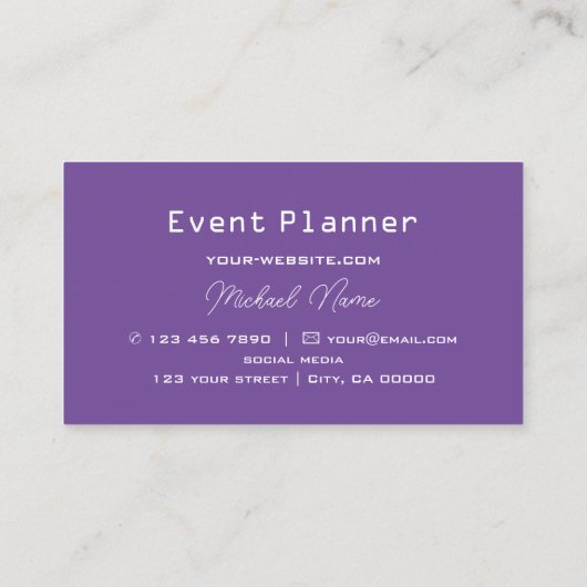紫と白のチェス盤のプロフェッショナル スタイリッシュ 名刺 (裏面)