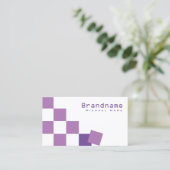 紫と白のチェス盤のプロフェッショナル スタイリッシュ 名刺 (スタンド正面)