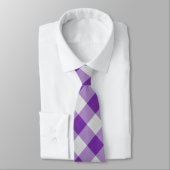 紫と白のチェッククールのクラシックパターン ネクタイ (タイ)