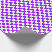 紫と白のチェック ラッピングペーパー (角)