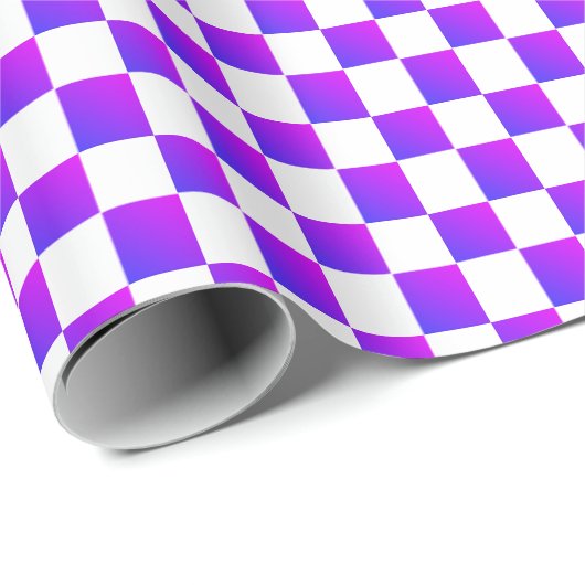 紫と白のチェック ラッピングペーパー (ロールコーナー)