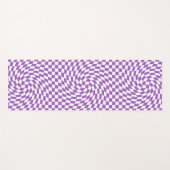 紫と白のチェッ市松模様にカーボードパターン ヨガマット (正面(横))