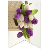 紫と白のチューリップバンティングパーティーバナー バンティングフラッグ (第3の旗)