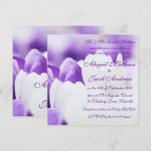 紫と白のチューリップ花 – 結婚式招待状 招待状 (正面/裏面)