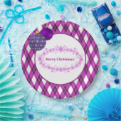 紫と白のテーマメリークリスマス ペーパープレート (パーティー)