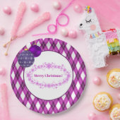 紫と白のテーマメリークリスマス ペーパープレート (パーティー)