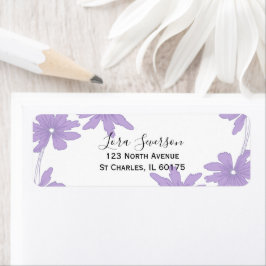 紫と白のデイジー差出人住所 ラベル