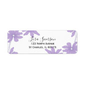 紫と白のデイジー差出人住所 ラベル (正面)