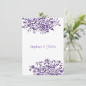 紫と白のトイルフローラ結婚ズ 招待状 (スタンド正面)