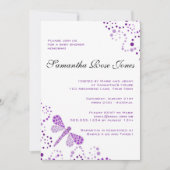 紫と白のトンボの赤エレガントちゃんシャワー 招待状 (正面)