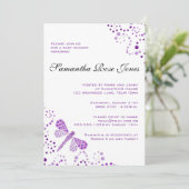 紫と白のトンボの赤エレガントちゃんシャワー 招待状 (スタンド正面)