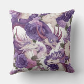 紫と白のドラゴンとバラ装飾用クッション クッション (裏面)
