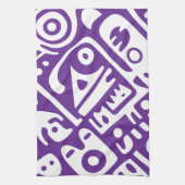 紫と白のドードル2 / 4 キッチンタオル (縦)