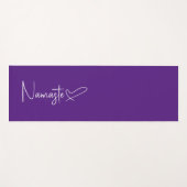 紫と白のナマステスクリプトハートリバーシブル ヨガマット (正面(横))