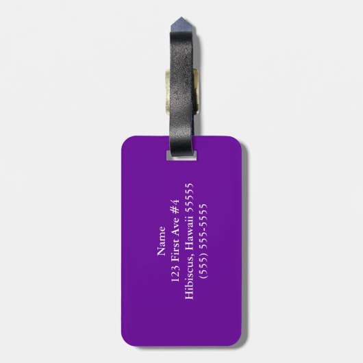 紫と白のハイビスカスフローラ ラゲッジタグ (裏面縦)