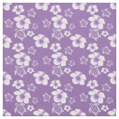 紫と白のハイビスカスホヌハワイアン織物 ファブリック (見本)