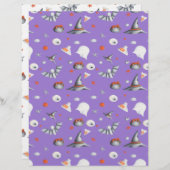 紫と白のハロウィーンパターンスクラップブック作り (正面/裏面)