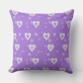 紫と白のハートパターン装飾用クッション クッション (正面)