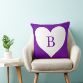紫と白のハートモノグラム クッション (椅子)