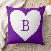 紫と白のハートモノグラム クッション (ブランケット)