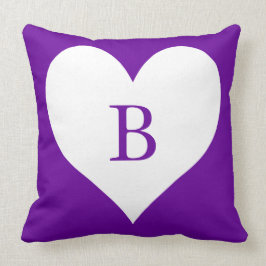 紫と白のハートモノグラム クッション