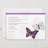 紫と白のバタフライクール結婚式招待状 招待状 (正面)