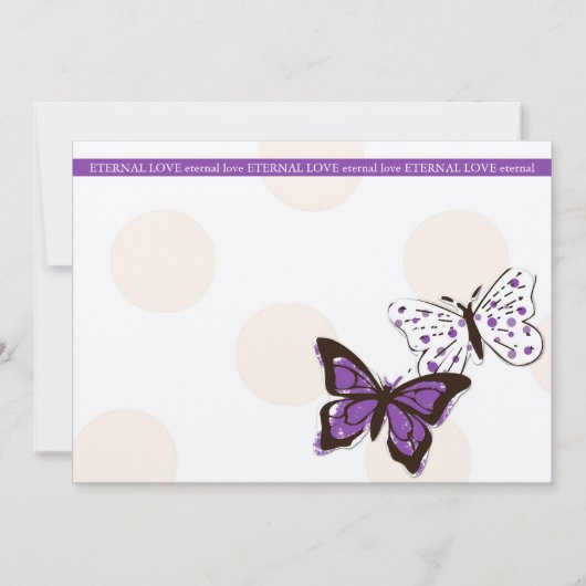 紫と白のバタフライクール結婚式招待状 招待状 (裏面)